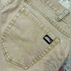 Vintage‎ Dickies Khaki Denim Cargo Carpenter Shorts With Side Pocket Size 32